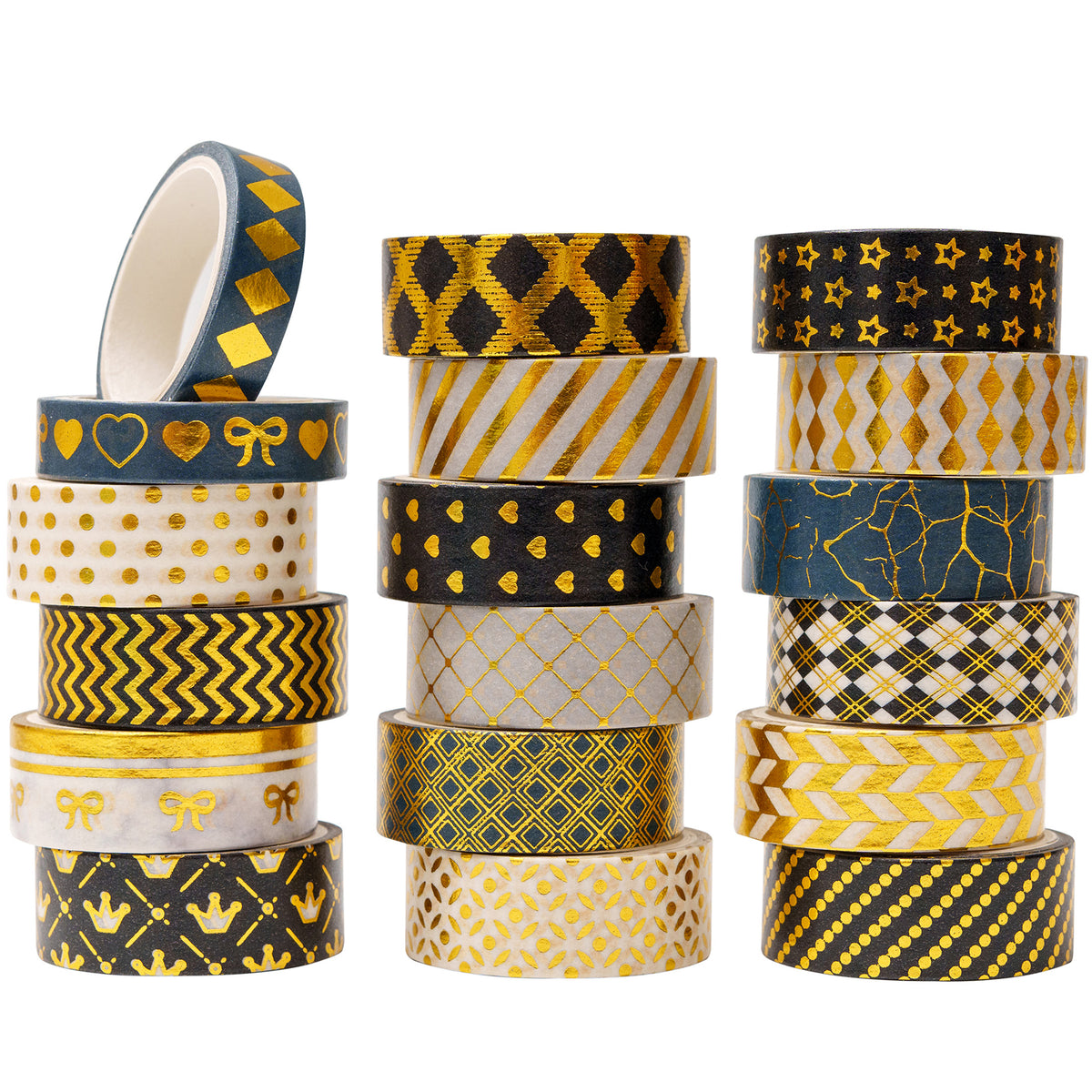 The Paper Studio Washi Tape, Gold, Bees, Buzz, .59 X 10 Yds Per Roll, 2  Rolls