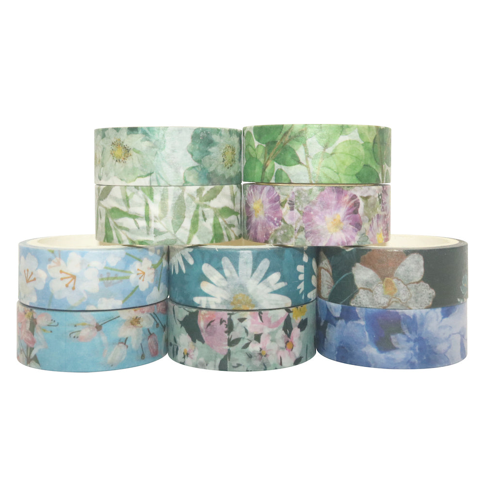 JOOEE 8 Rolls Vintage Floral Green Plants Washi Tape Set with 4 Sizes,  Japanese Masking Decorative Tapes for DIY Crafts and Arts Bullet Journal