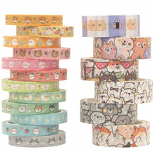 Load image into Gallery viewer, Cute_Pets_Gold_Washi_Tape_Skinny_Animals_15mm_18Rolls