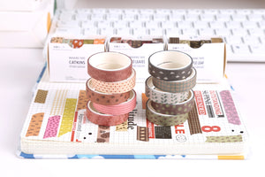    Cute_Basic_Washi_Tape_Set_Printed_Leaves_Patterns_Flowers_Kawaii_Artwork_10mm_30Rolls