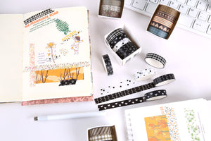    Cute_Basic_Washi_Tape_Set_Printed_Leaves_Patterns_Flowers_Kawaii_Artwork_10mm_30Rolls