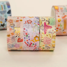 Load image into Gallery viewer,        Animals_Washi_Tape_Set_Solid_Colors_Gold_Foil_15mm_12Rolls