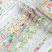 Load image into Gallery viewer,      Basic_Washi_Tape_Set_Children_Colors_Gold_Foil_15mm_12Rolls