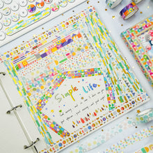 Load image into Gallery viewer,      Basic_Washi_Tape_Set_Children_Colors_Gold_Foil_15mm_12Rolls