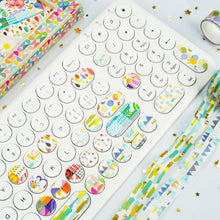 Load image into Gallery viewer,      Basic_Washi_Tape_Set_Children_Colors_Gold_Foil_15mm_12Rolls
