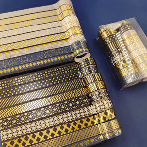 Black_Gold_Washi_Tape_Set_Printed_Basic_Patterns_Foil_White_Artwork_15mm_18Rolls
