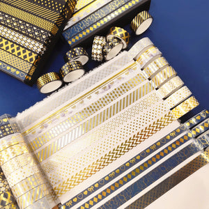 Black_Gold_Washi_Tape_Set_Printed_Basic_Patterns_Foil_White_Artwork_15mm_18Rolls