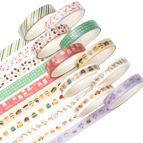      Coffee_Dessert_Washi_Tape_Set_Skinny_Foil_8mm_10Rolls