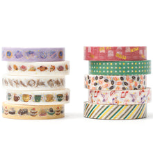 Load image into Gallery viewer,      Coffee_Dessert_Washi_Tape_Set_Skinny_Foil_8mm_10Rolls