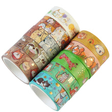 Load image into Gallery viewer,    Cute_Animals_Washi_Tape_Set_Gold_Foil_Silver_Pet_Kawaii_Artwork_15mm_20Rolls