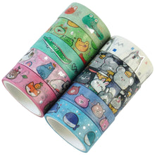 Load image into Gallery viewer,    Cute_Animals_Washi_Tape_Set_Gold_Foil_Silver_Pet_Kawaii_Artwork_15mm_20Rolls