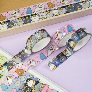    Cute_Animals_Washi_Tape_Set_Gold_Foil_Silver_Pet_Kawaii_Artwork_15mm_20Rolls