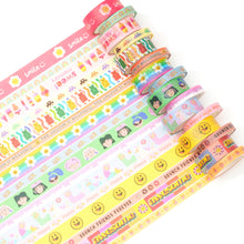 Load image into Gallery viewer, Cute_Cartoon_Washi_Tape_Set_Printed_Basic_Patterns_Happy_Kawaii_Artwork_15mm_16Rolls