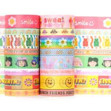 Load image into Gallery viewer, Cute_Cartoon_Washi_Tape_Set_Printed_Basic_Patterns_Happy_Kawaii_Artwork_15mm_16Rolls