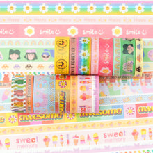 Load image into Gallery viewer, Cute_Cartoon_Washi_Tape_Set_Printed_Basic_Patterns_Happy_Kawaii_Artwork_15mm_16Rolls