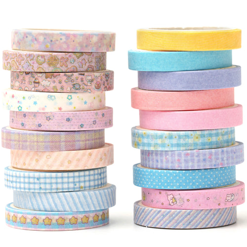 Cute_Washi_Tape_Set_Skinny_Basic_Patterns_Thin_Kawaii_Sticky_Tapes_Artwork_10mm_20Rolls