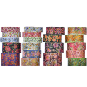    FLowers_Washi_Tape_Set_Printed_Floral_Patterns_Gold_Foil_Plant_Garden_Artwork_15mm_20Rolls