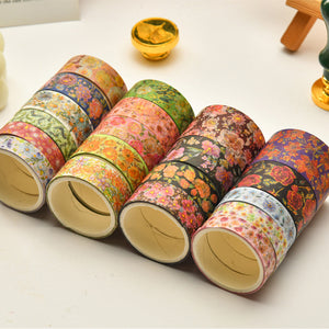    FLowers_Washi_Tape_Set_Printed_Floral_Patterns_Gold_Foil_Plant_Garden_Artwork_15mm_20Rolls