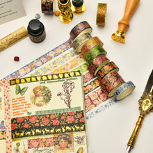 Load image into Gallery viewer,    FLowers_Washi_Tape_Set_Printed_Floral_Patterns_Gold_Foil_Plant_Garden_Artwork_15mm_20Rolls