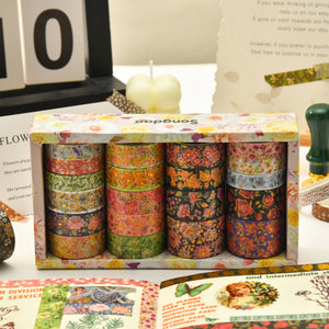    FLowers_Washi_Tape_Set_Printed_Floral_Patterns_Gold_Foil_Plant_Garden_Artwork_15mm_20Rolls