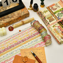 Load image into Gallery viewer,    FLowers_Washi_Tape_Set_Printed_Floral_Patterns_Gold_Foil_Plant_Garden_Artwork_15mm_20Rolls