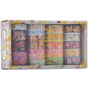    FLowers_Washi_Tape_Set_Printed_Floral_Patterns_Gold_Foil_Plant_Garden_Artwork_15mm_20Rolls