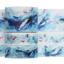 Load image into Gallery viewer, Fish_Washi_Tape_Set_Clouds_Blue_Watercolor_Cute_20mm_3Rolls
