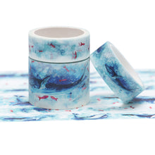 Load image into Gallery viewer, Fish_Washi_Tape_Set_Clouds_Blue_Watercolor_Cute_20mm_3Rolls