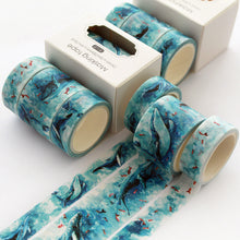 Load image into Gallery viewer, Fish_Washi_Tape_Set_Clouds_Blue_Watercolor_Cute_20mm_3Rolls