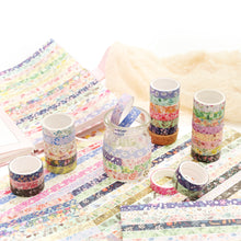 Load image into Gallery viewer, Flowers_Washi_Tape_Set_Skinny_Floral_Patterns_Thin_Leaves_Sticky_Tapes_Artwork_10mm_50Rolls