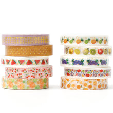 Load image into Gallery viewer, Fruits_Washi_Tape_Set_Skinny_Foil_8mm_10Rolls