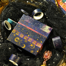 Load image into Gallery viewer, Galaxy_Washi_Tape_Set_Printed_Stars_Patterns_Gold_Foil_Sky_Planet_Artwork_15mm_20Rolls
