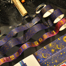 Load image into Gallery viewer, Galaxy_Washi_Tape_Set_Printed_Stars_Patterns_Gold_Foil_Sky_Planet_Artwork_15mm_20Rolls