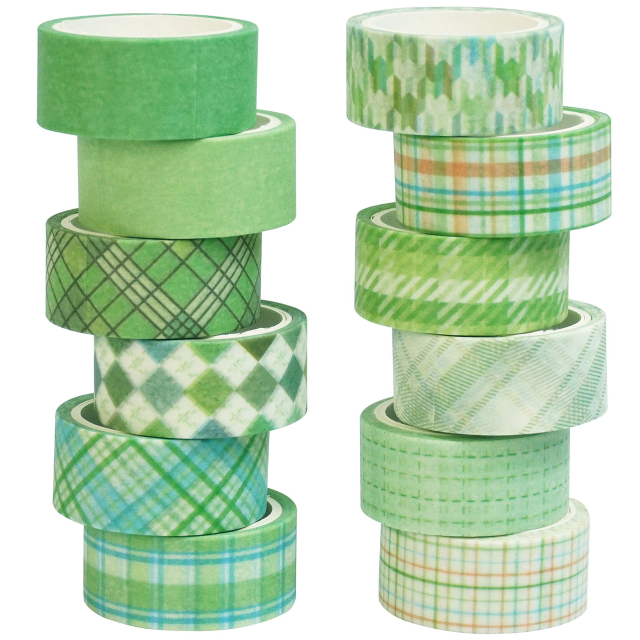 Basic Grid 12 Rolls Washi Tape - Green – YUBBAEX