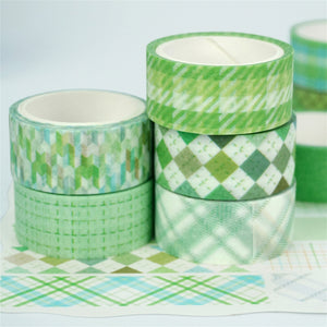 Green_Grid_Washi_Tape_Set_Plaid_Basic_Pattern_Color_15mm_12Rolls