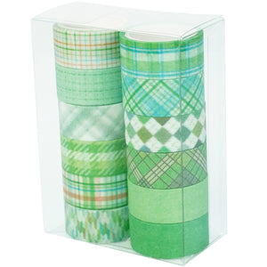 Green_Grid_Washi_Tape_Set_Plaid_Basic_Pattern_Color_15mm_12Rolls