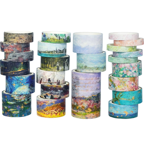 Landscape_Washi_Tape_Set_Wide_Painting_Patterns_Wild_Scenery_Gold_Sticky_Tapes_Artwork_20mm_24Rolls