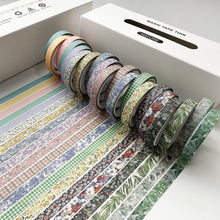 Load image into Gallery viewer, Nature_Washi_Tape_Set_Skinny_Basic_Patterns_Thin_Flowers_Leaves_Sticky_Tapes_Artwork_10mm_20Rolls