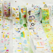 Load image into Gallery viewer,      Paintings_Washi_Tape_Set_Children_Colors_Gold_Foil_15mm_12Rolls
