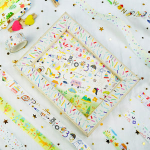      Paintings_Washi_Tape_Set_Children_Colors_Gold_Foil_15mm_12Rolls