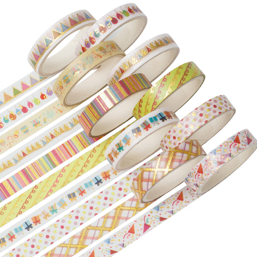      Party_Washi_Tape_Set_Skinny_Foil_8mm_10Rolls