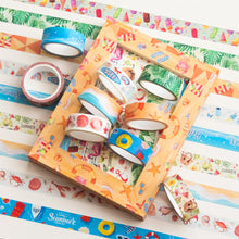 Load image into Gallery viewer, Passion_Summer_Washi_Tape_Set_Watermelon_Blue_White_Sea_Pattern_Color_15mm_10Rolls_1