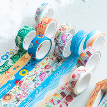 Load image into Gallery viewer, Passion_Summer_Washi_Tape_Set_Watermelon_Blue_White_Sea_Pattern_Color_15mm_10Rolls_1