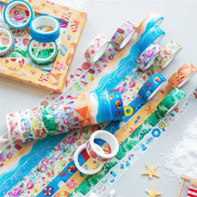 Load image into Gallery viewer, Passion_Summer_Washi_Tape_Set_Watermelon_Blue_White_Sea_Pattern_Color_15mm_10Rolls_1