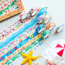 Load image into Gallery viewer, Passion_Summer_Washi_Tape_Set_Watermelon_Blue_White_Sea_Pattern_Color_15mm_10Rolls_1