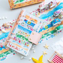 Load image into Gallery viewer, Passion_Summer_Washi_Tape_Set_Watermelon_Blue_White_Sea_Pattern_Color_15mm_10Rolls_1