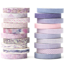 Load image into Gallery viewer, Purple_Washi_Tape_Set_Skinny_Basic_Patterns_Thin_Kawaii_Sticky_Tapes_Artwork_10mm_20Rolls