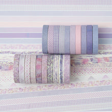 Load image into Gallery viewer, Purple_Washi_Tape_Set_Skinny_Basic_Patterns_Thin_Kawaii_Sticky_Tapes_Artwork_10mm_20Rolls