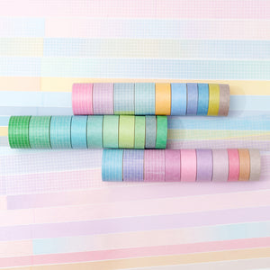 Solid_Colors_Washi_Tape_Set_Printed_Basic_Patterns_Grid_Kawaii_Artwork_15mm_30Rolls