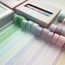Load image into Gallery viewer, Solid_Colors_Washi_Tape_Set_Printed_Basic_Patterns_Grid_Kawaii_Artwork_15mm_30Rolls